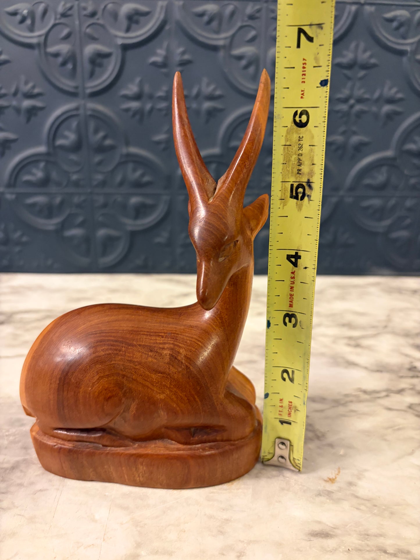 Mid Century Carved Sitting Antelope Small