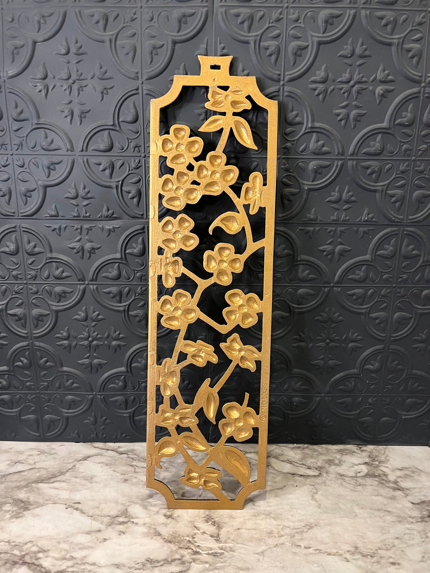 Gold Metal Cherry blossom wall hanging