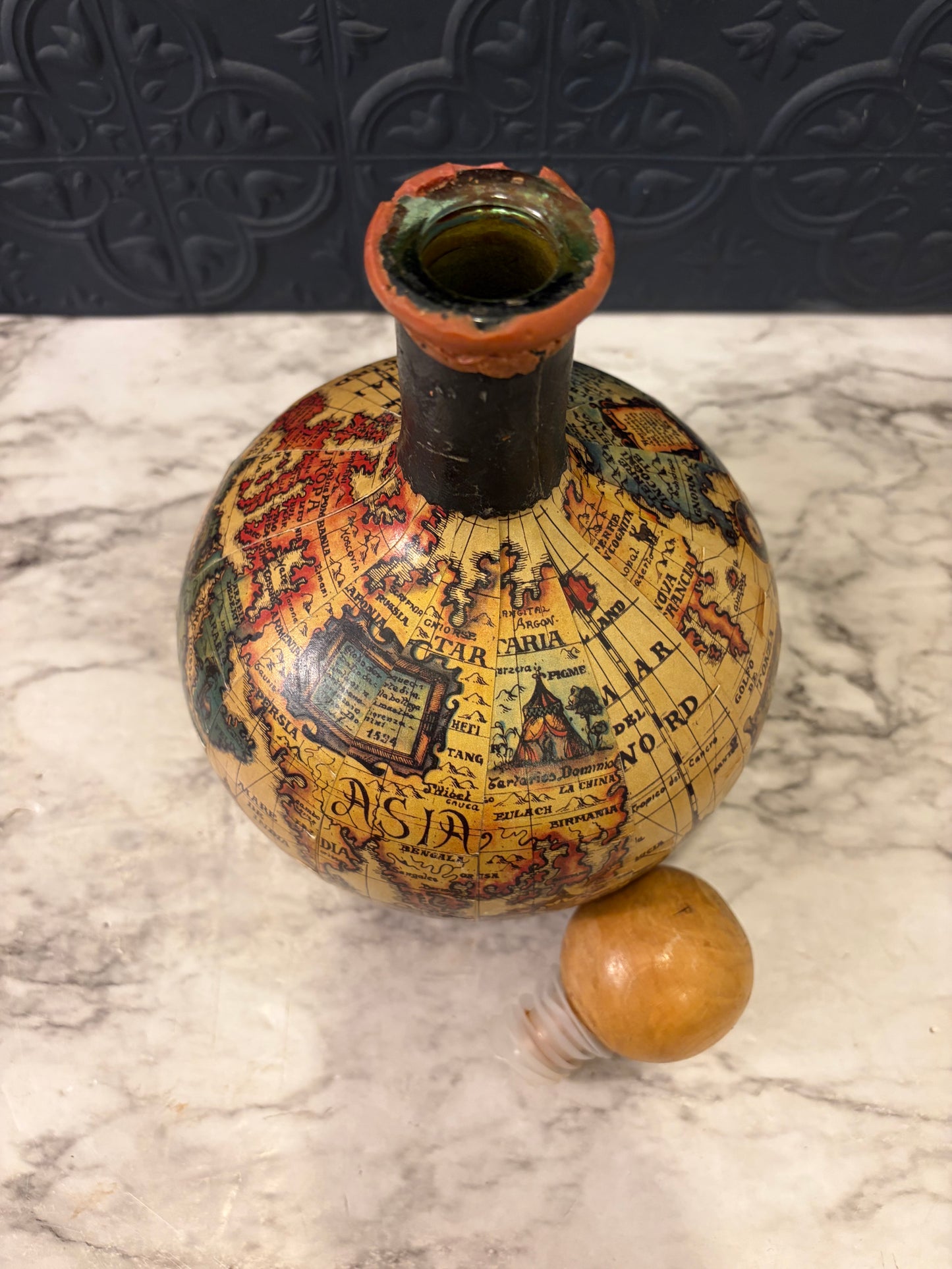 Wrapped Glass Decanter with Round Stopper AS IS