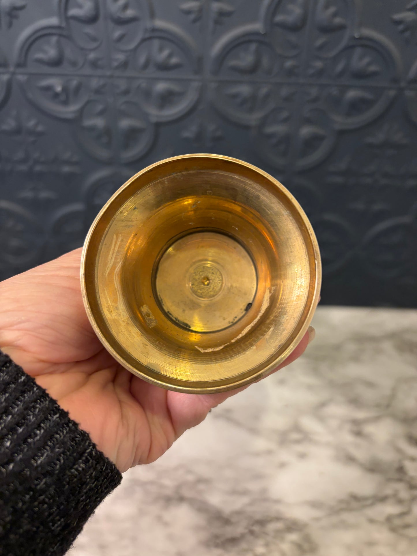 Shiny Brass Fluted Vase 10"