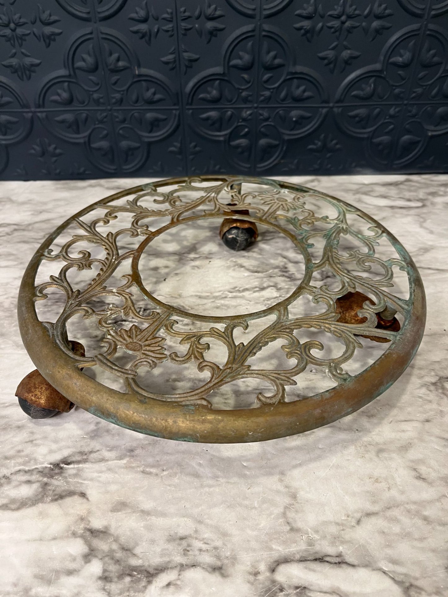 Brass Rolling Plant Stand