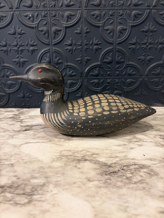Black and Cream Hand Carved Loon