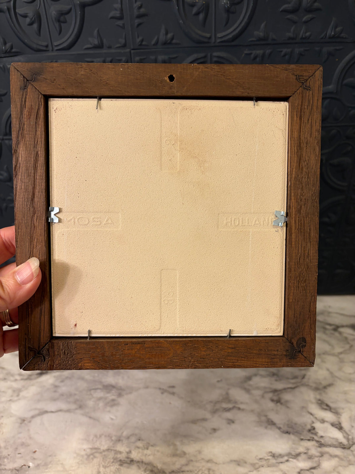 Hand Painted Tile of Windmill Framed