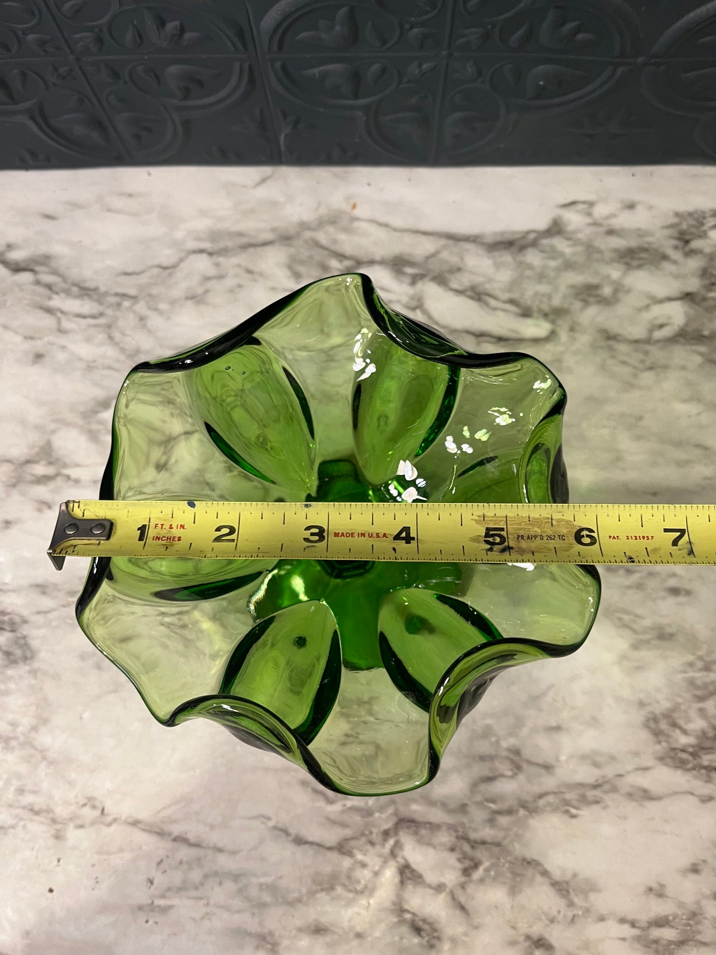 LE Smith Green glass pedestal bowl