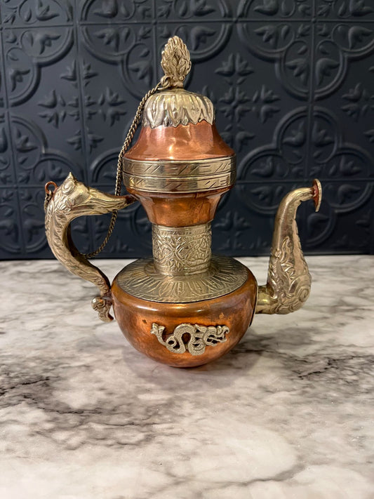 Rare Silver and Copper Indian Teapot