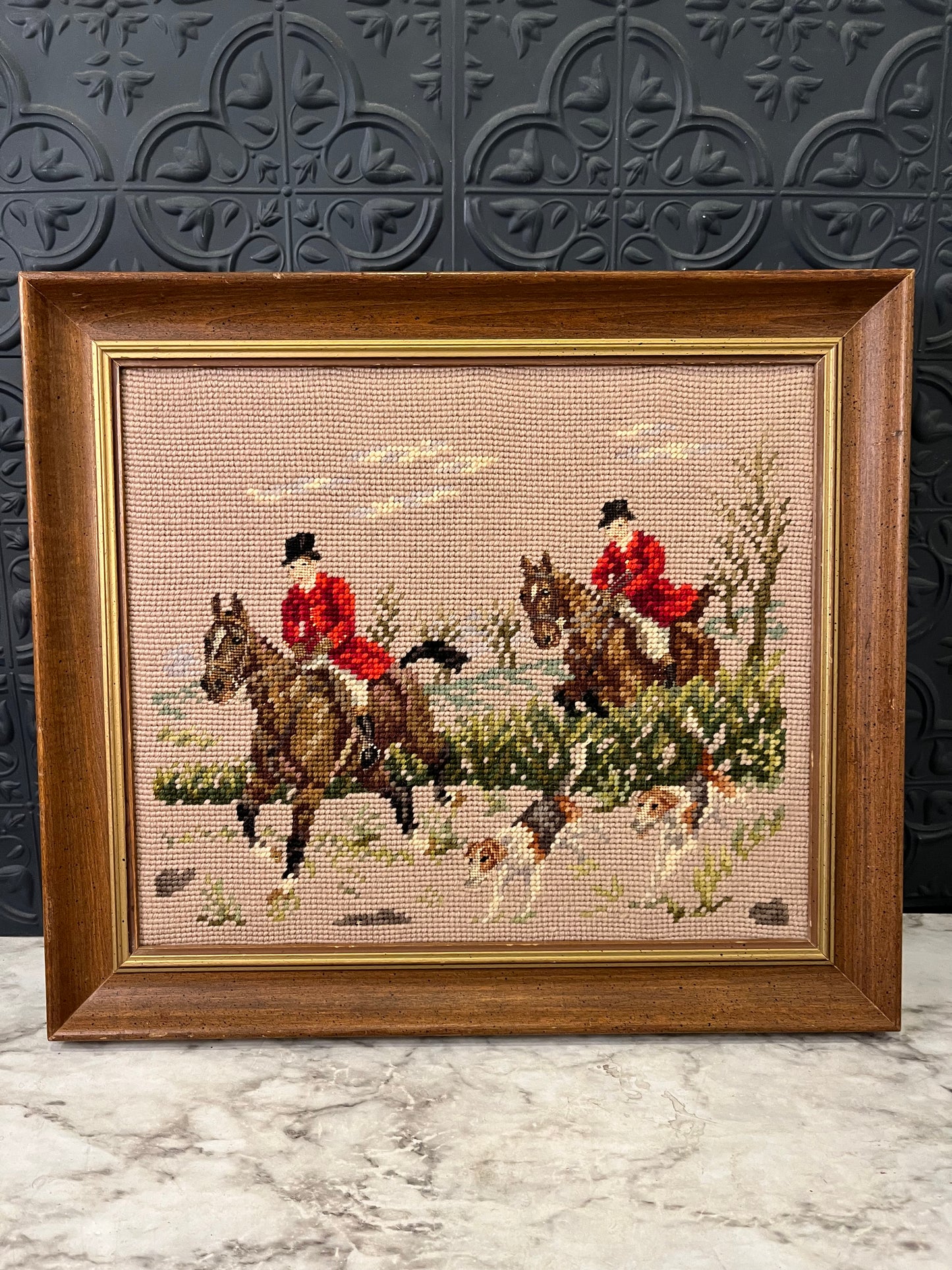 Needlepoint of the Hunt Framed