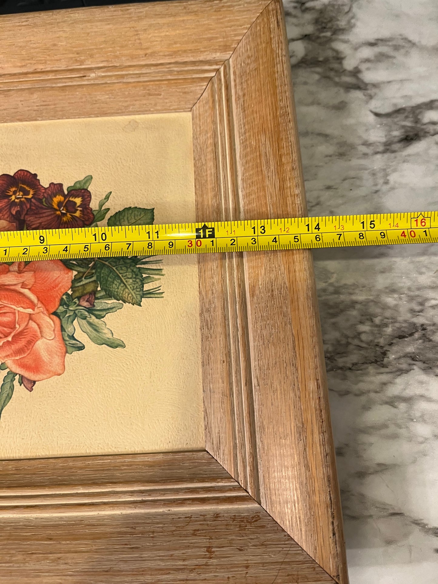 Vintage Light Wood Framed Floral