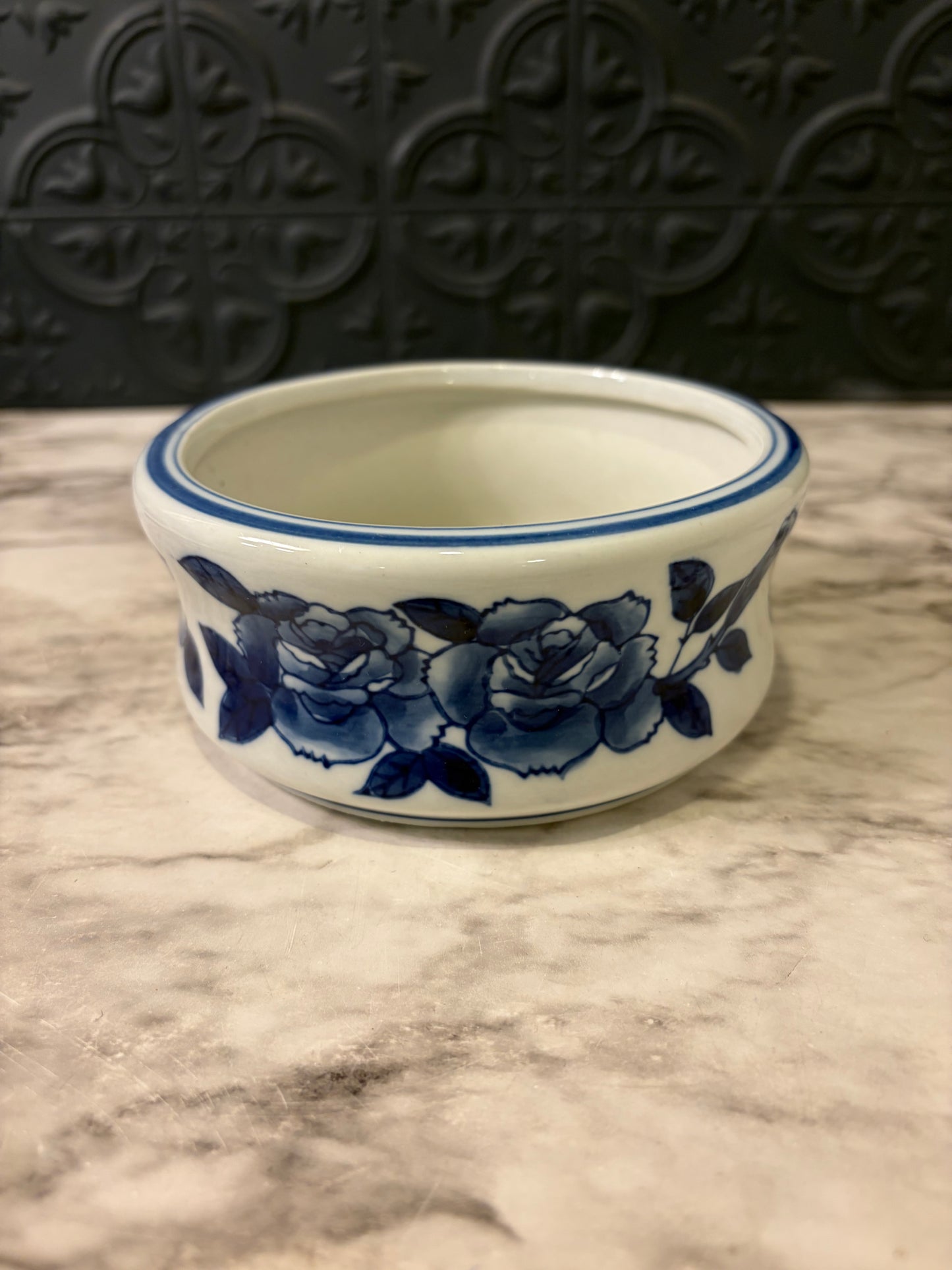 5" Blue and White Bowl with flowers
