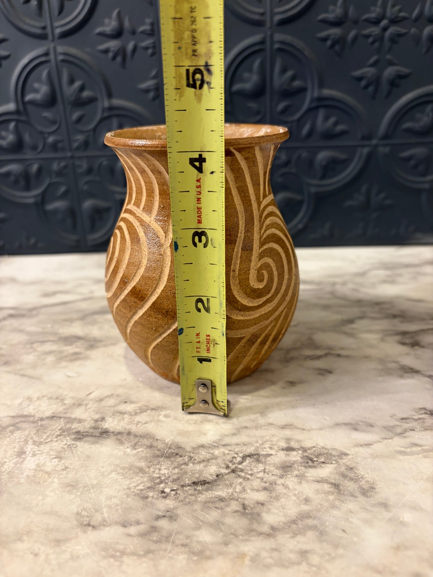 Studio Pottery Ceramic Art Vase with Coiled Handle