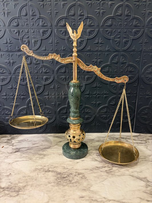 Japanese Brass amd Marble Scales of Justice