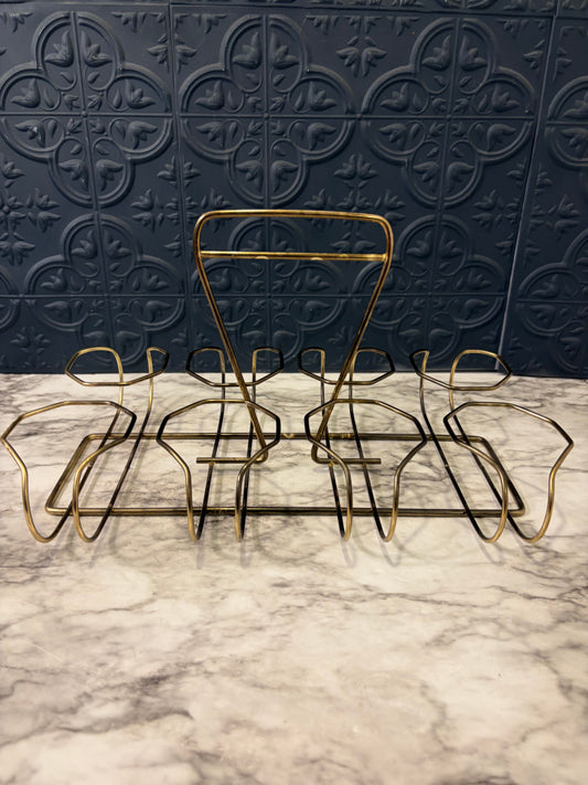 Mid Century Brass Wire Drink Caddy
