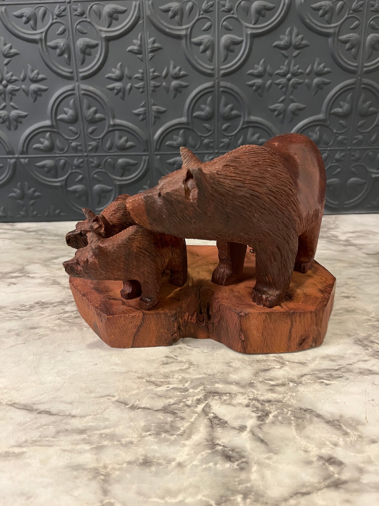 Carved Wood Bear Family