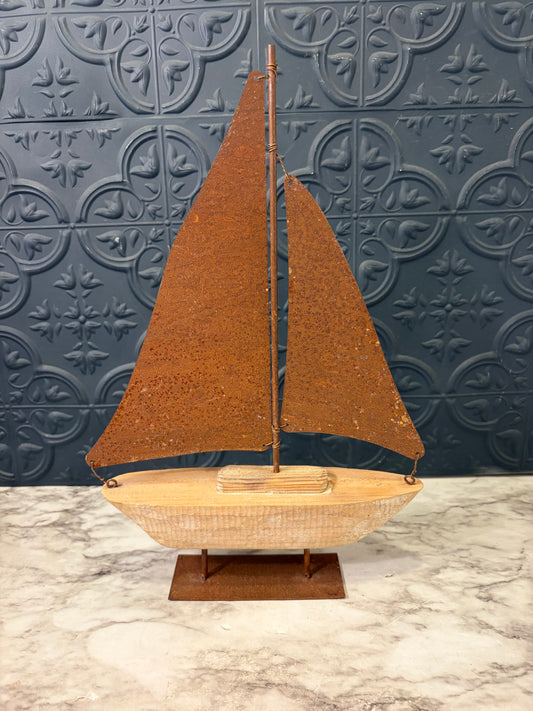 Wood and Metal Sailboat Decor