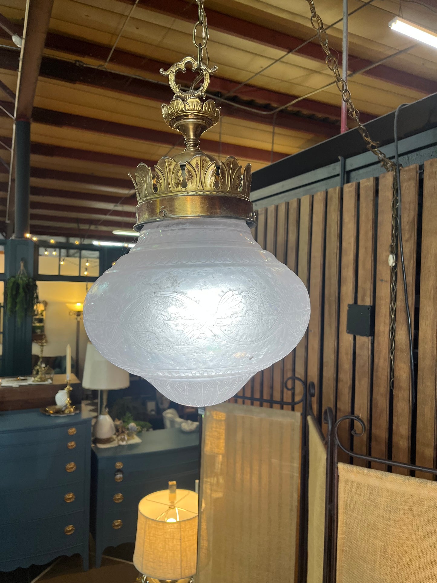 Purple Glass Swag Lamp