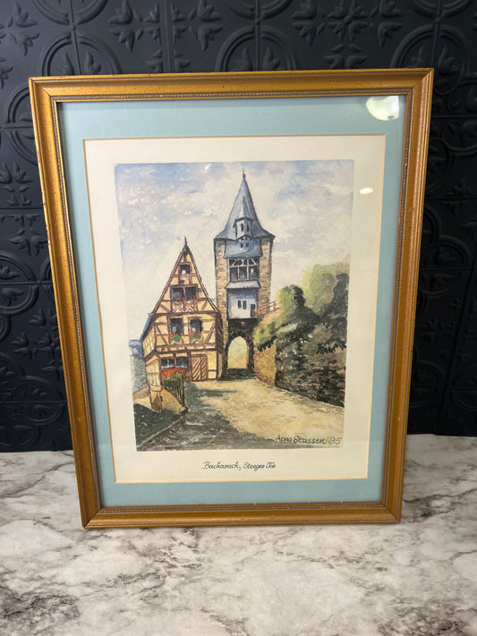 Framed Watercolor Print of Steeger Gate Germany