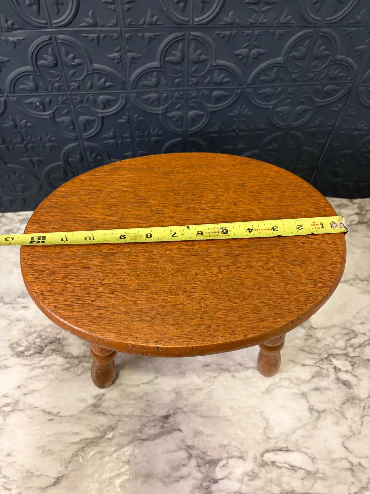 9" Tall Oval Wood Stool