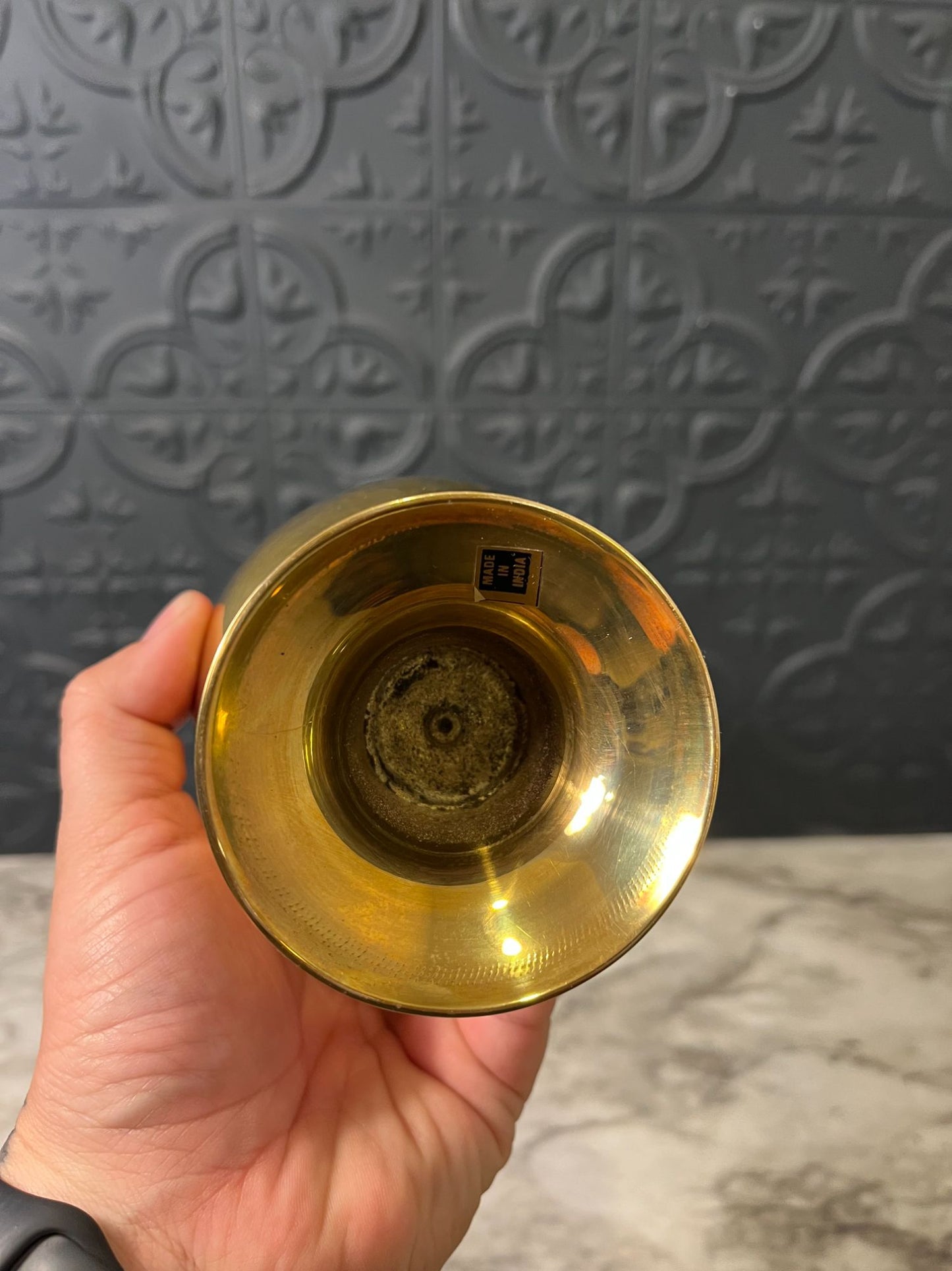 Smooth Brass Footed Vase