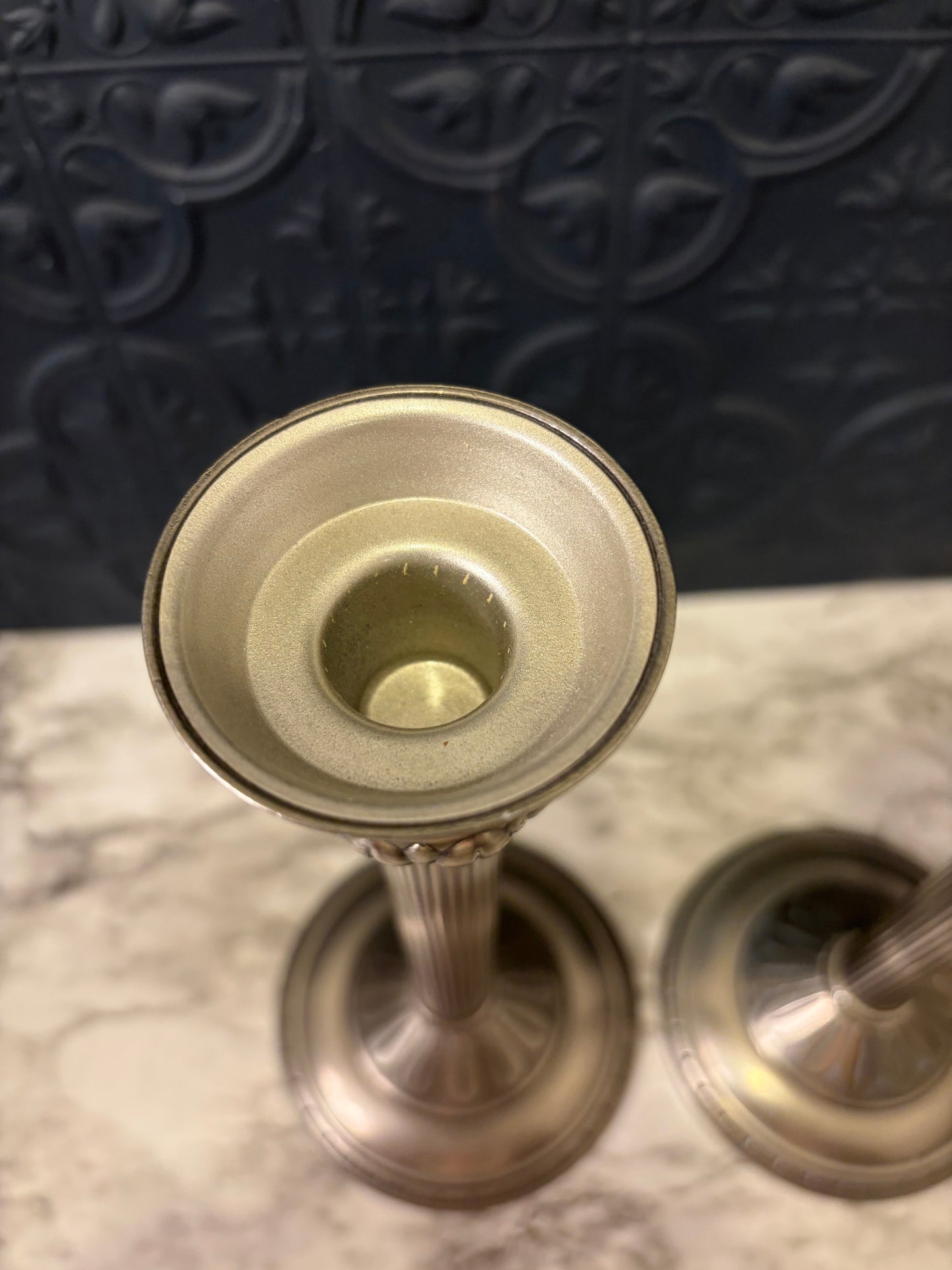Partylite Satin Silver Candlesticks x2