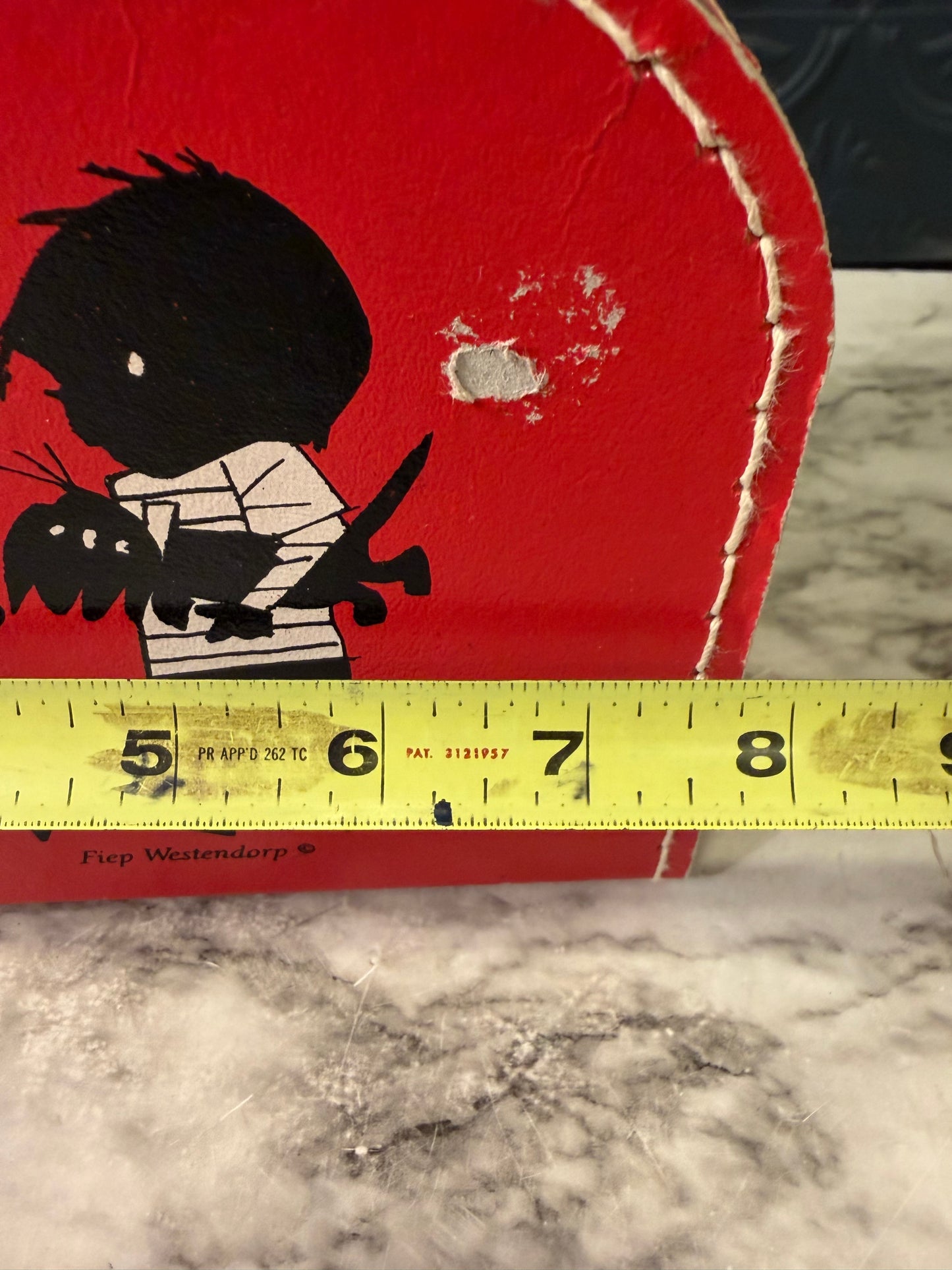 Vintage Red Cardboard Suitcase by Fiep Westendorp