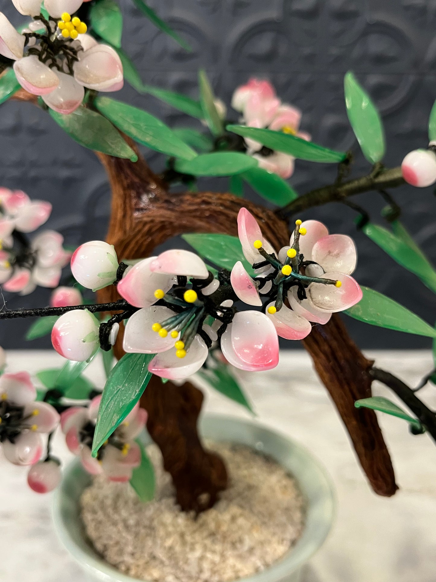 Jade Glass Bonsai Cherry Blossom Tree