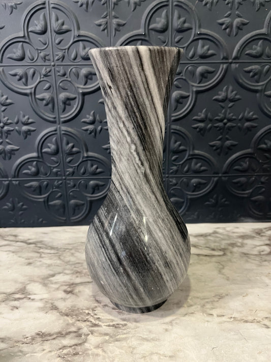 Grey Stone Vase with Chip Swirl