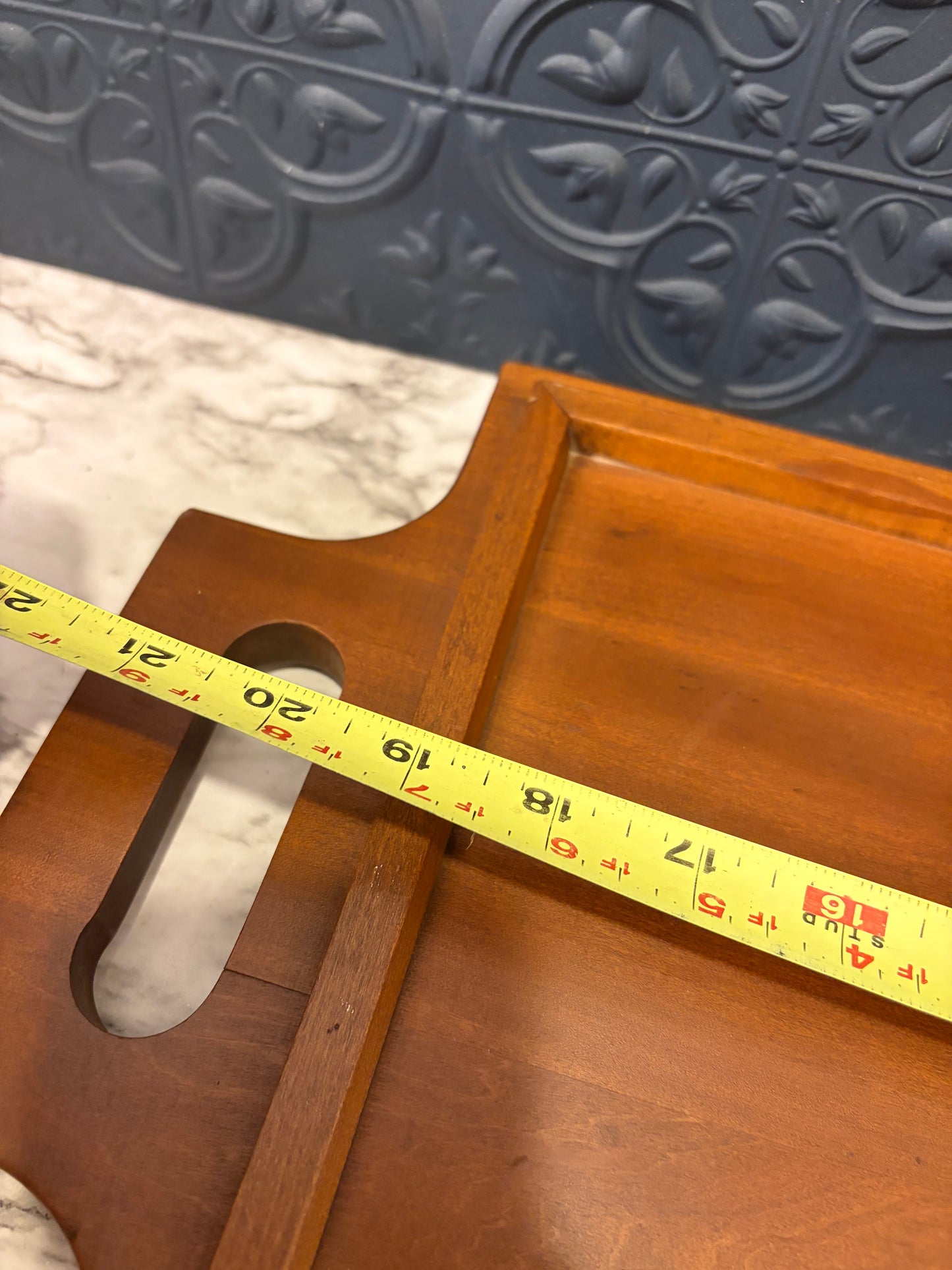 Wood Tray with Handles Mid Century