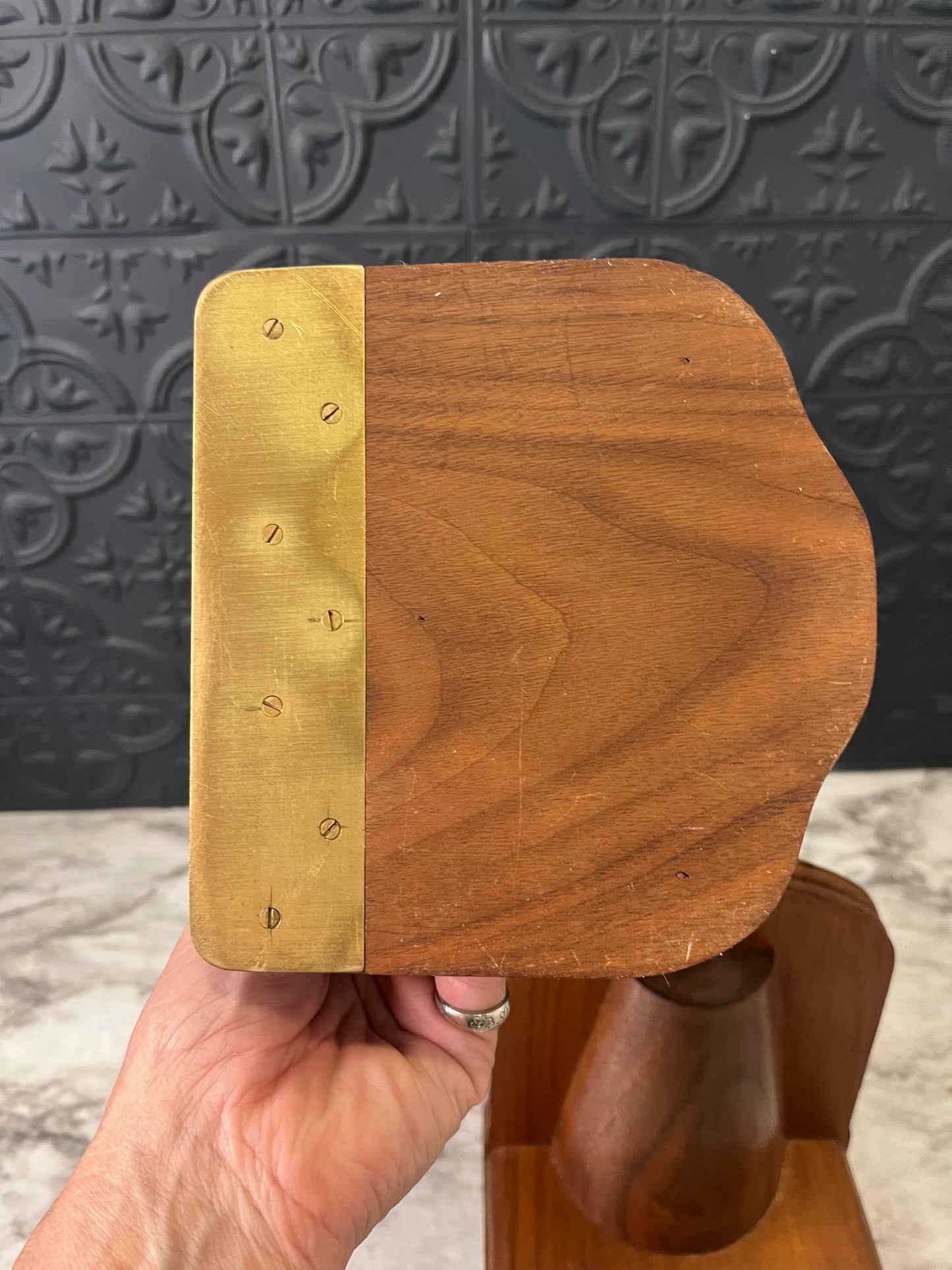 Wood Bookend with Brass Accent