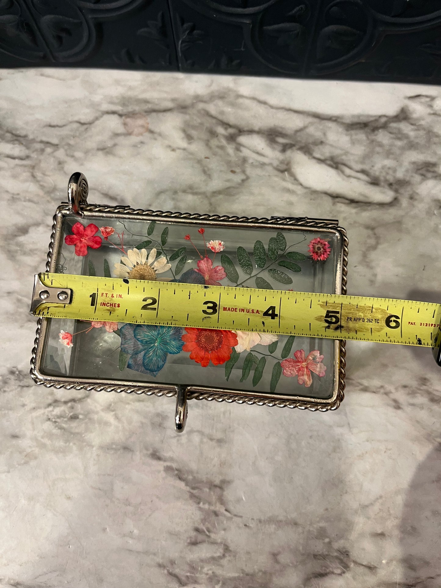 Pressed Flower Trinket Box with Etching and Rope Detail