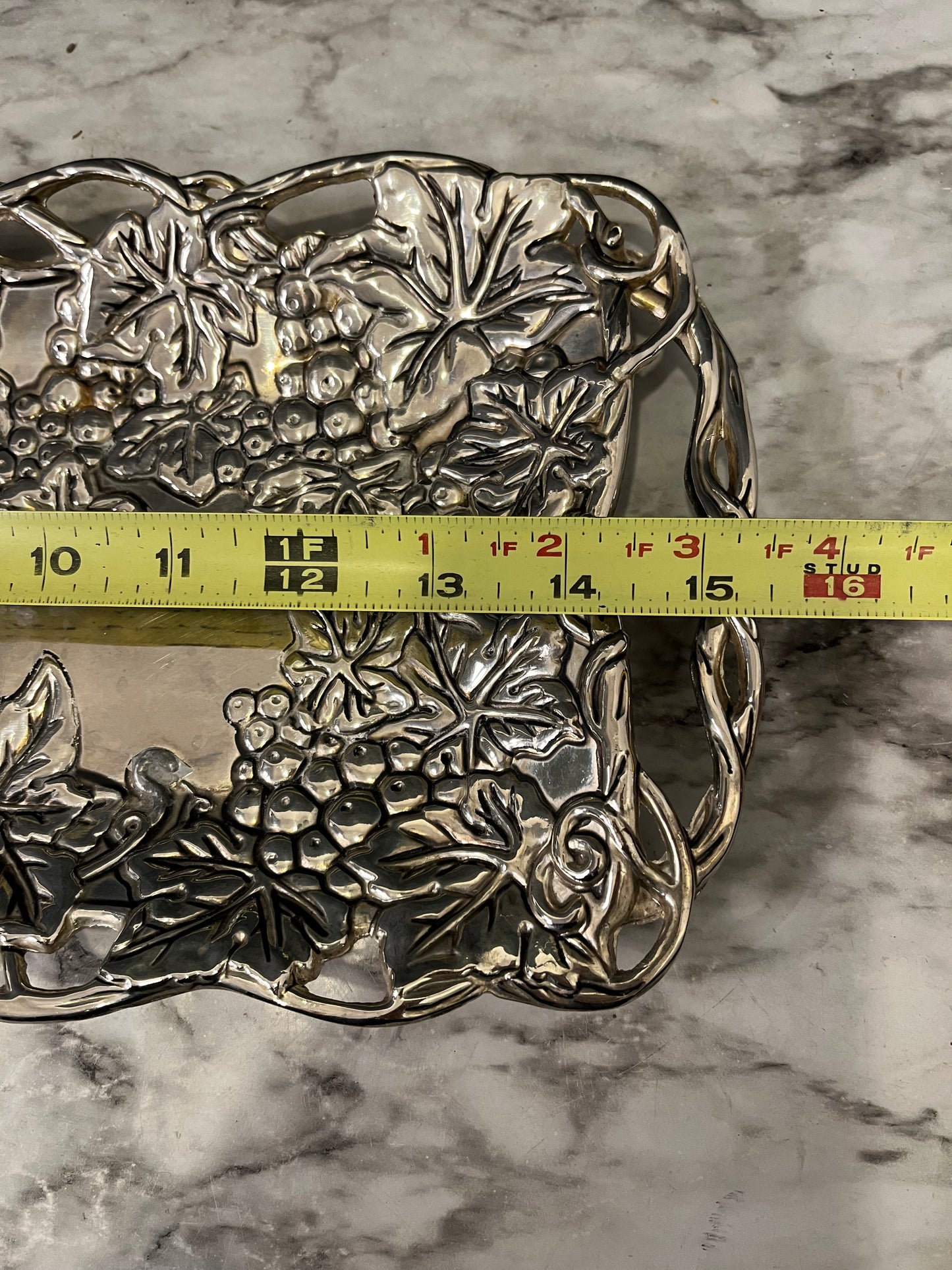 Silver Plated Godinger Tray with Grapes