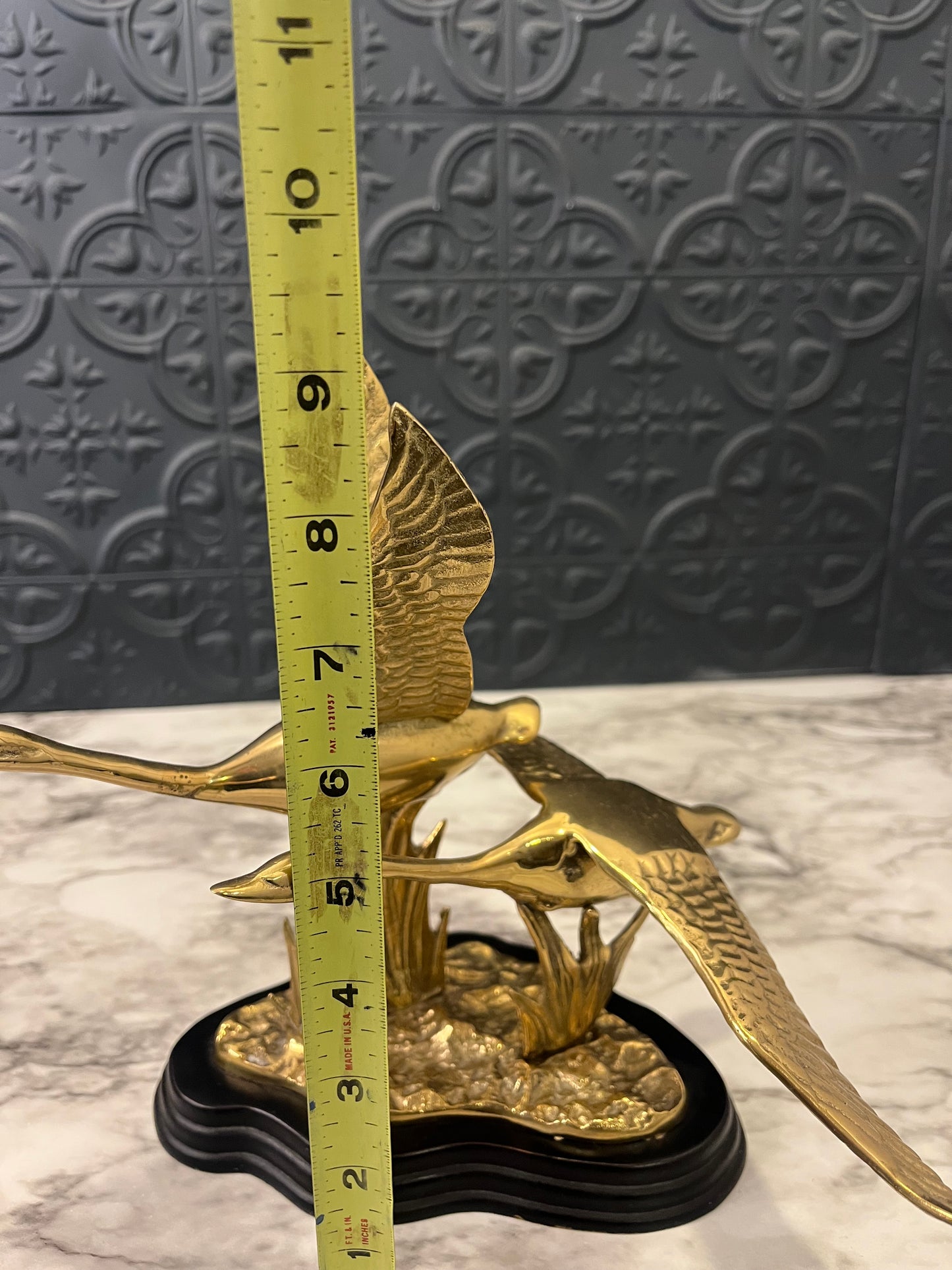 Brass Geese in Flight  Sculpture