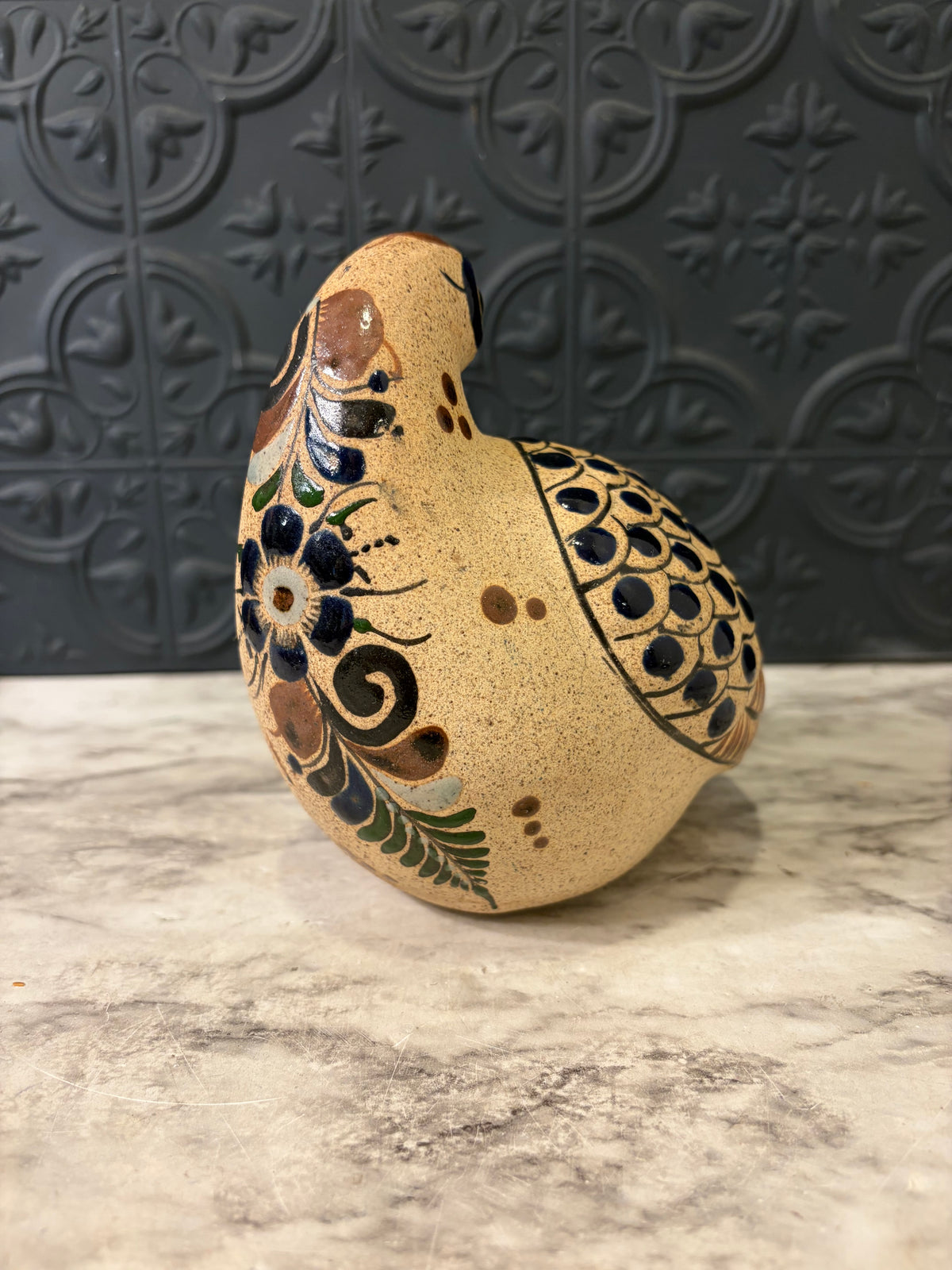 Hand Painted Tonala Mexican Folk Art Quail