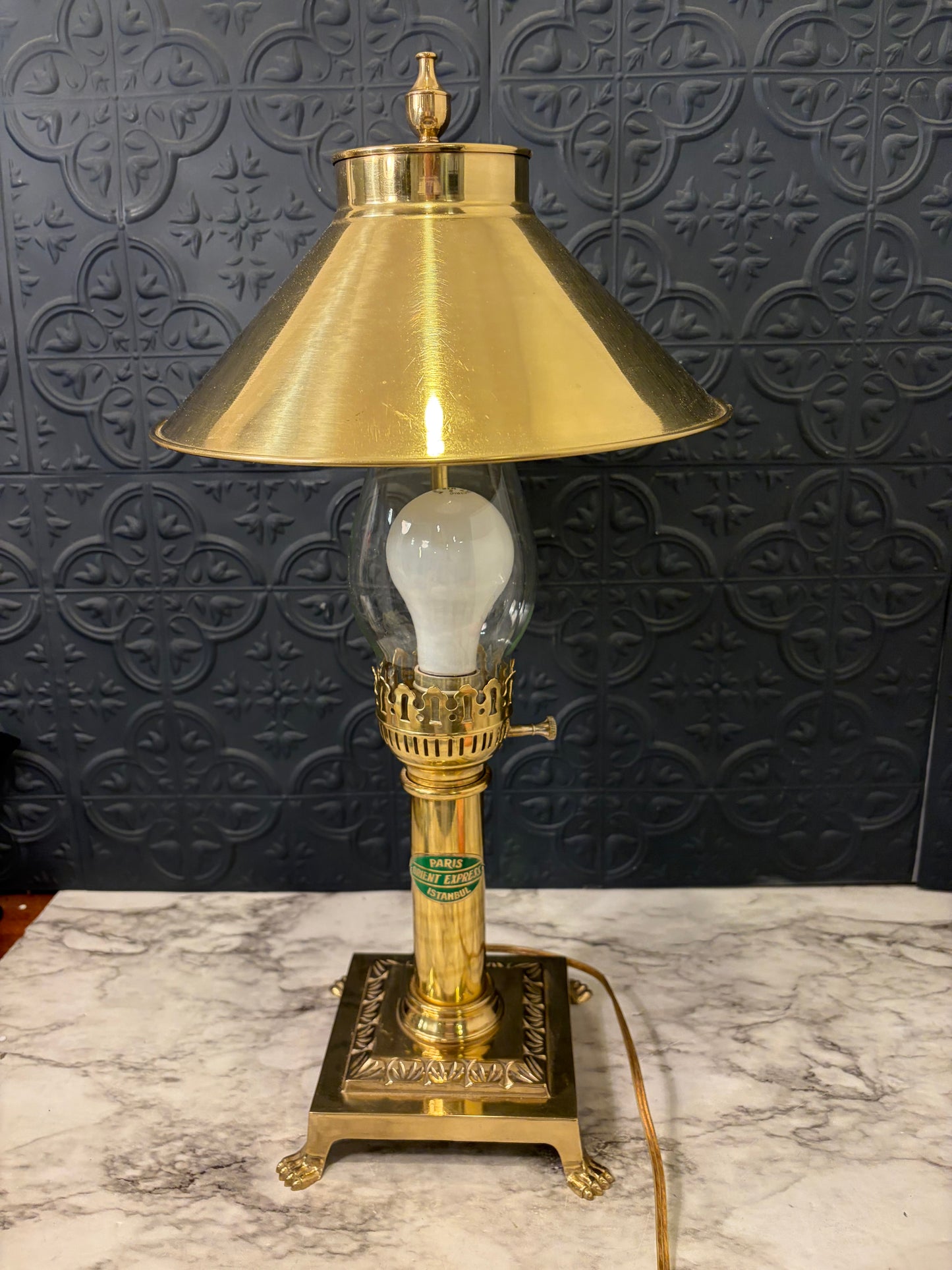 Orient Express Brass Lamp with Hurricane