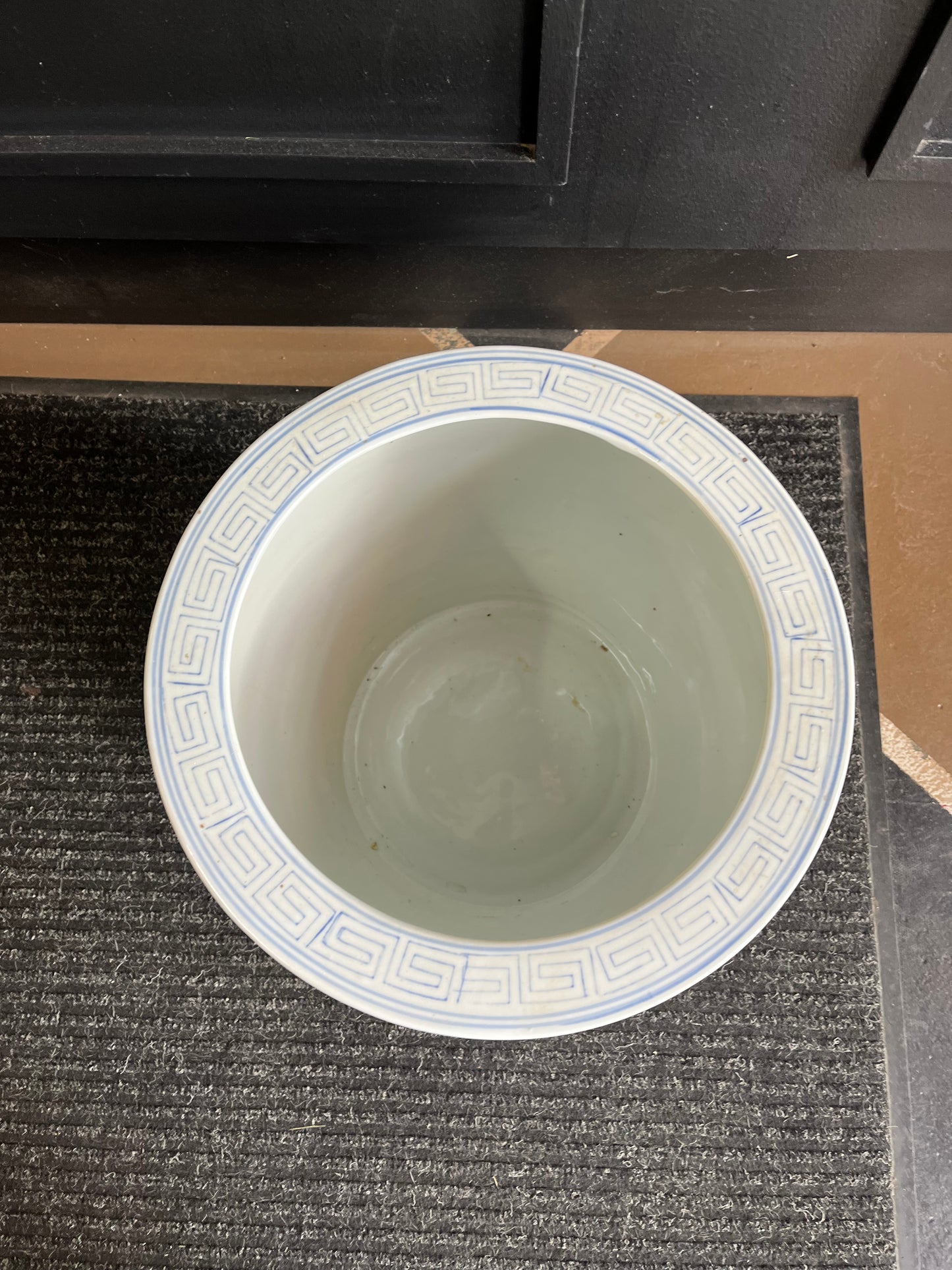 Large Blue and Pink Chinoiserie Fish Bowl Planter