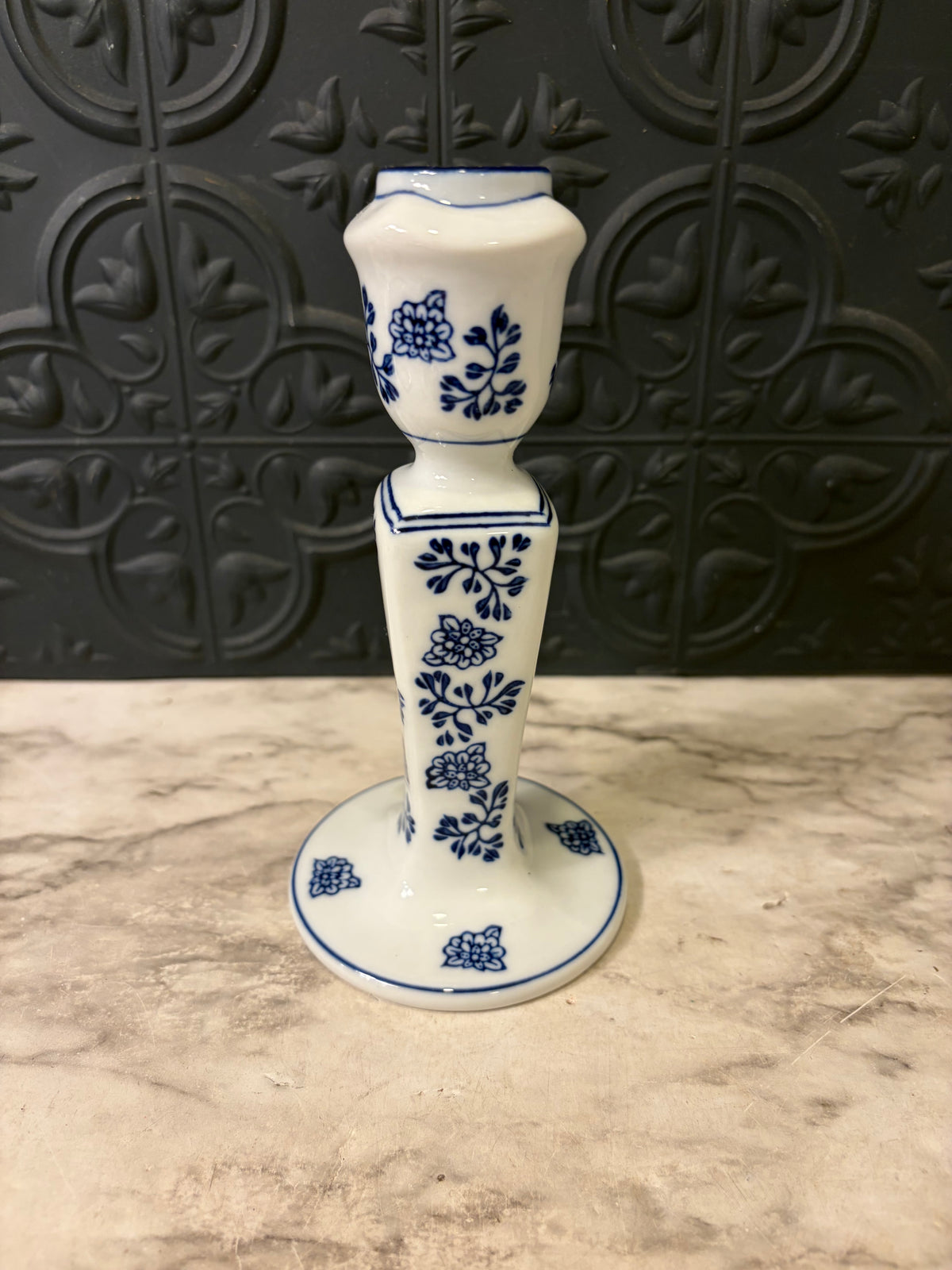 Blue and White Porcelain Grapevine Candle Holder