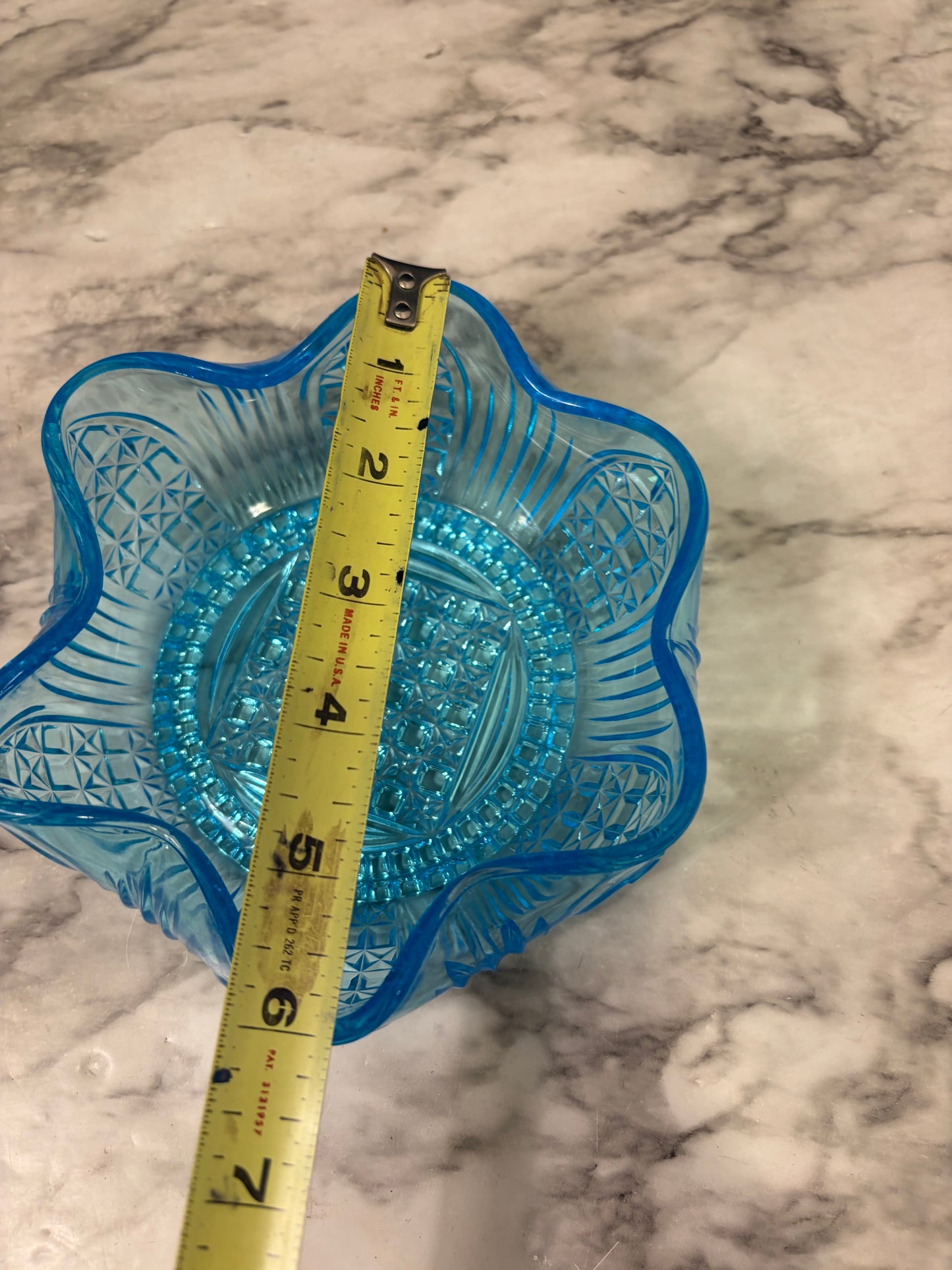 Ruffled Light Blue Glass Bowl