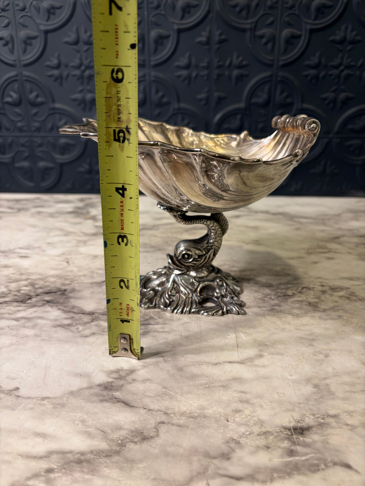 Silverplate Koi and Shell Pedestal Dish