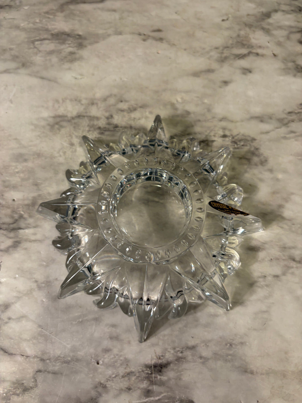 Lead Crystal Votive Holder Snowflake