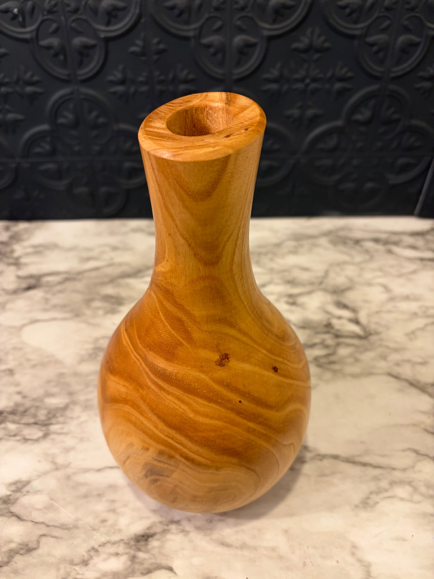Hand Carved Wooden Vase Signed