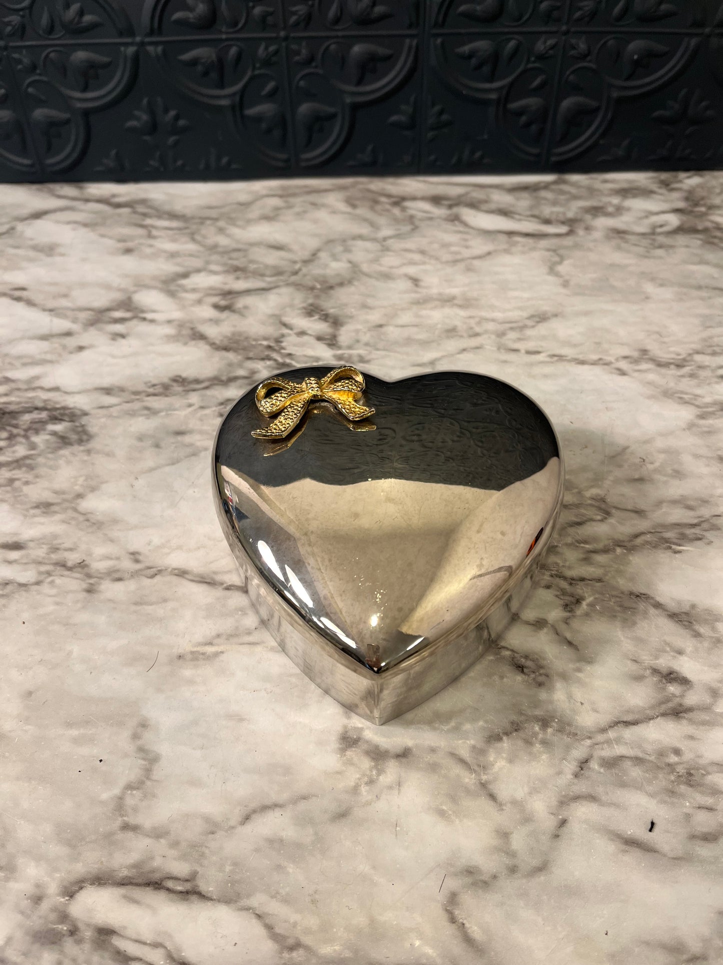 Silver Plated Heart Trinket Bowl AS IS