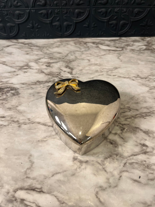 Silver Plated Heart Trinket Bowl AS IS