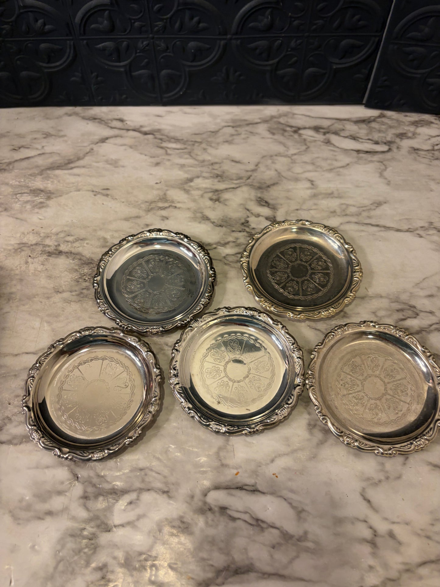 Silver Plated Coaster Set of 5
