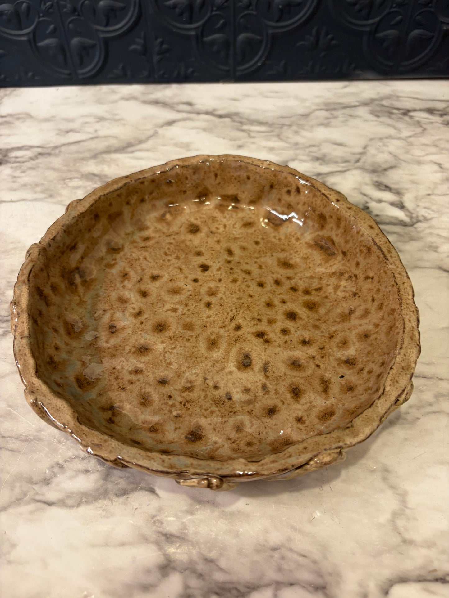 Studio Pottery Zig Zag Shallow Bowl