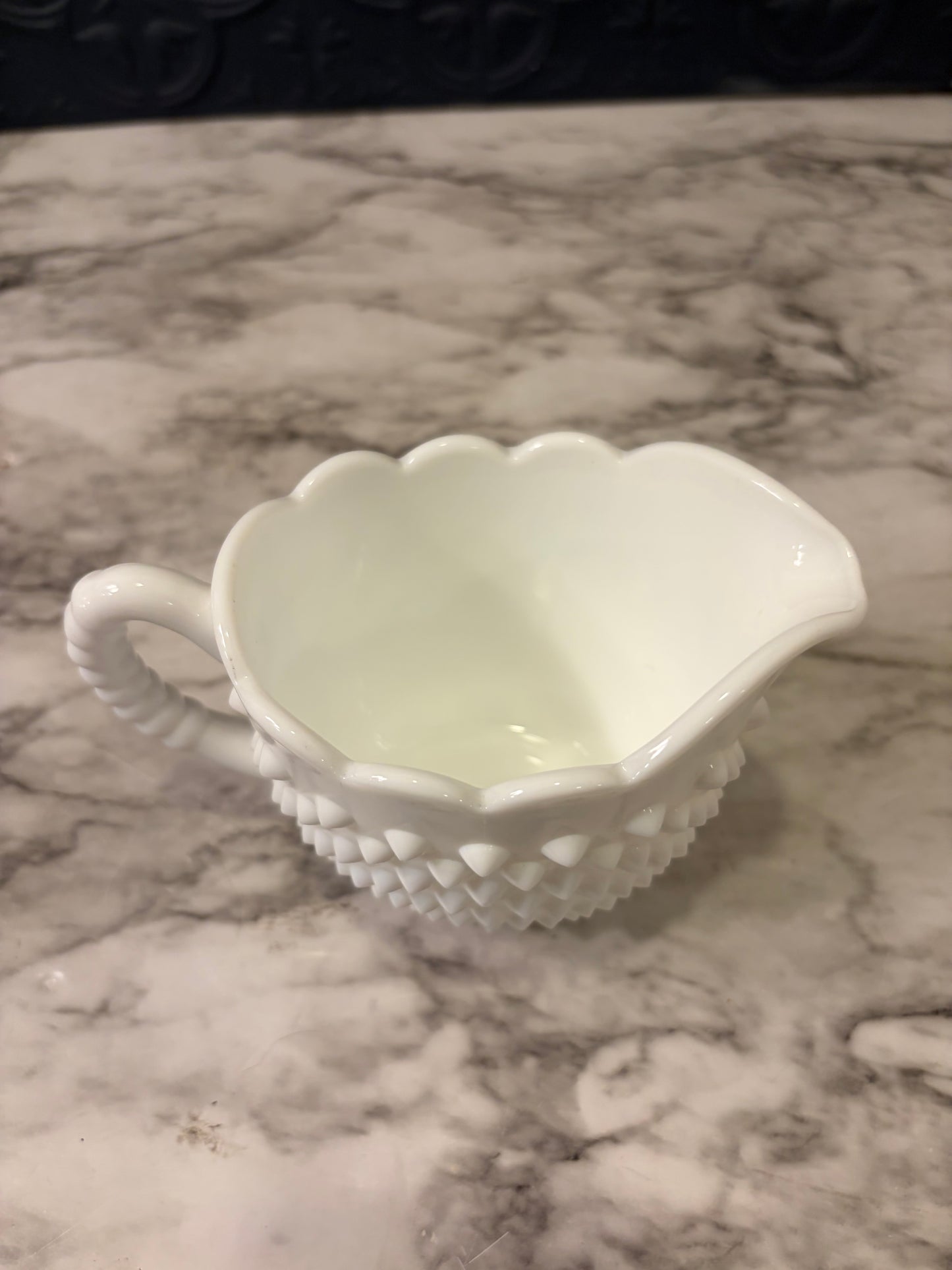 Milk Glass Hobnail Creamer Pitcher