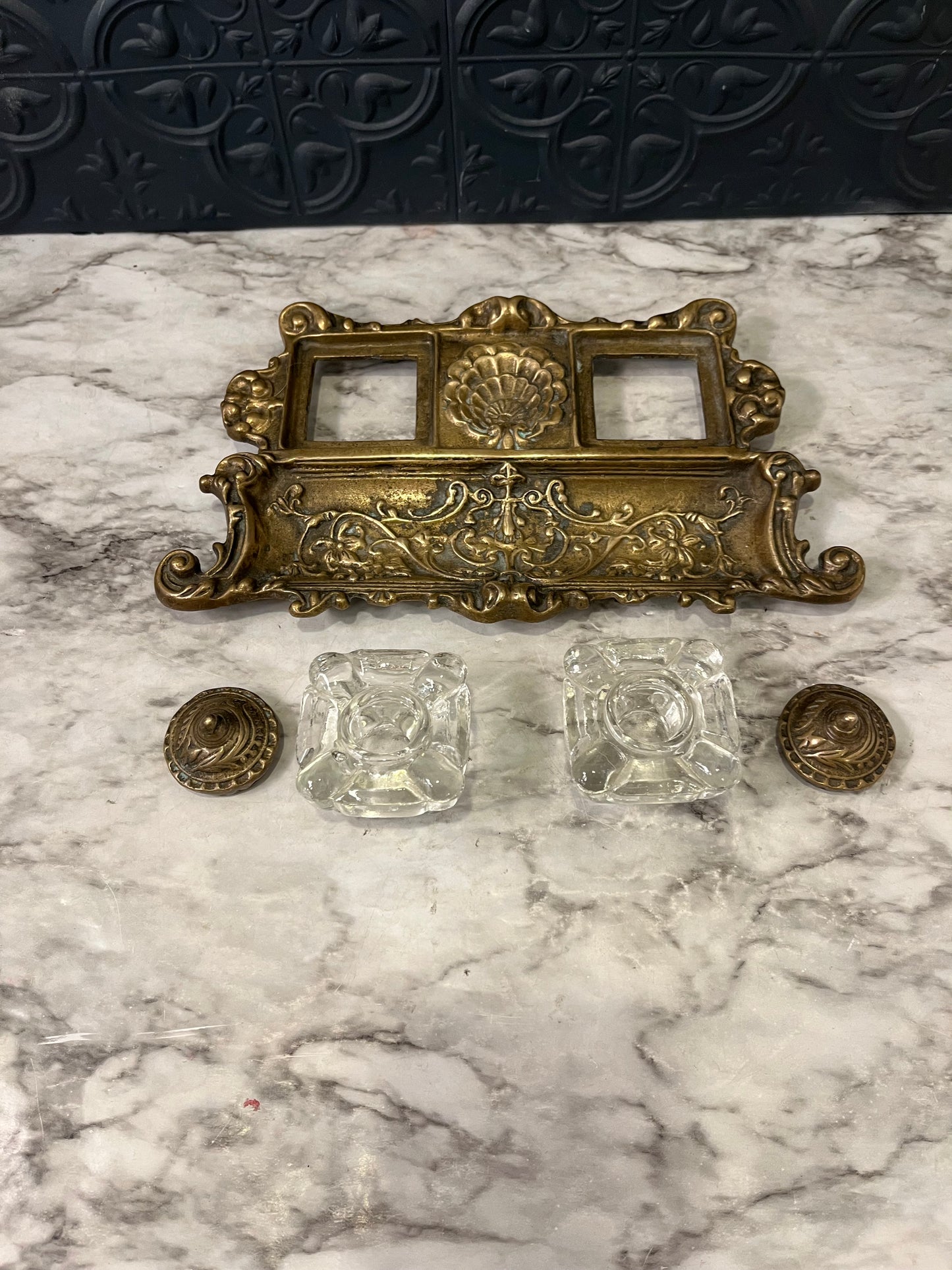Antique Art Nouveau ink well