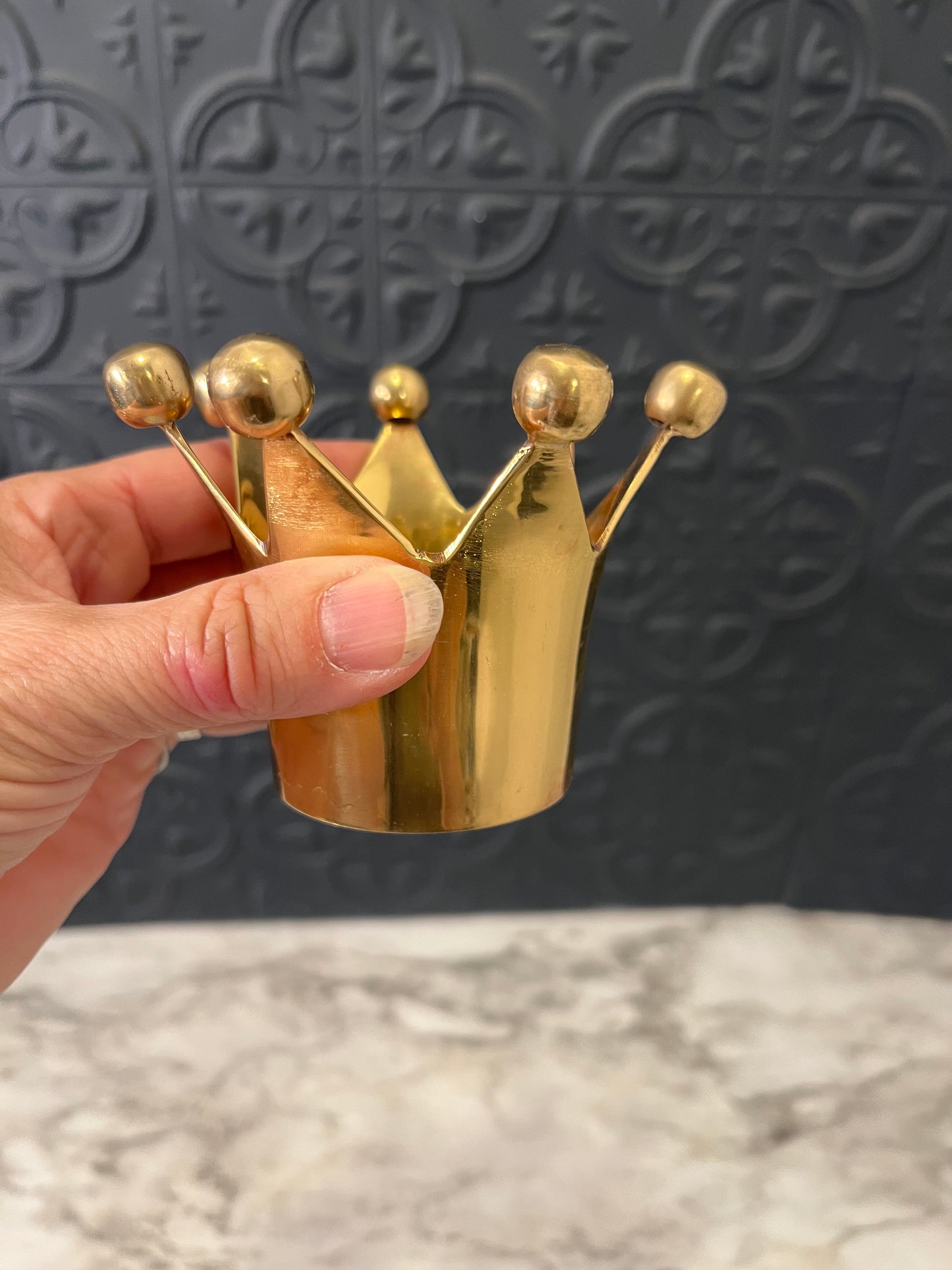 Small Brass Crown Votive Holder