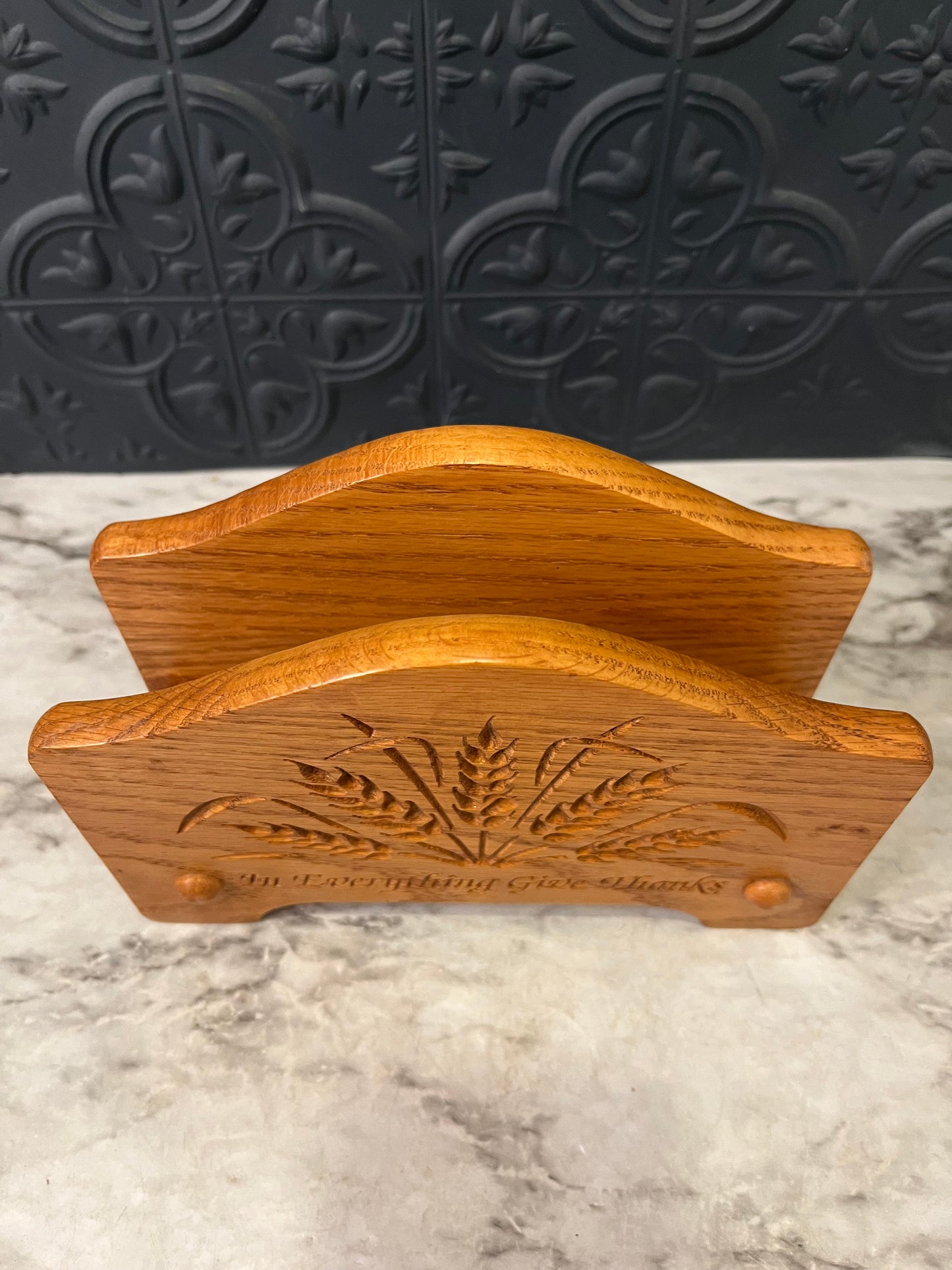 Wood Napkin Holder Give thanks