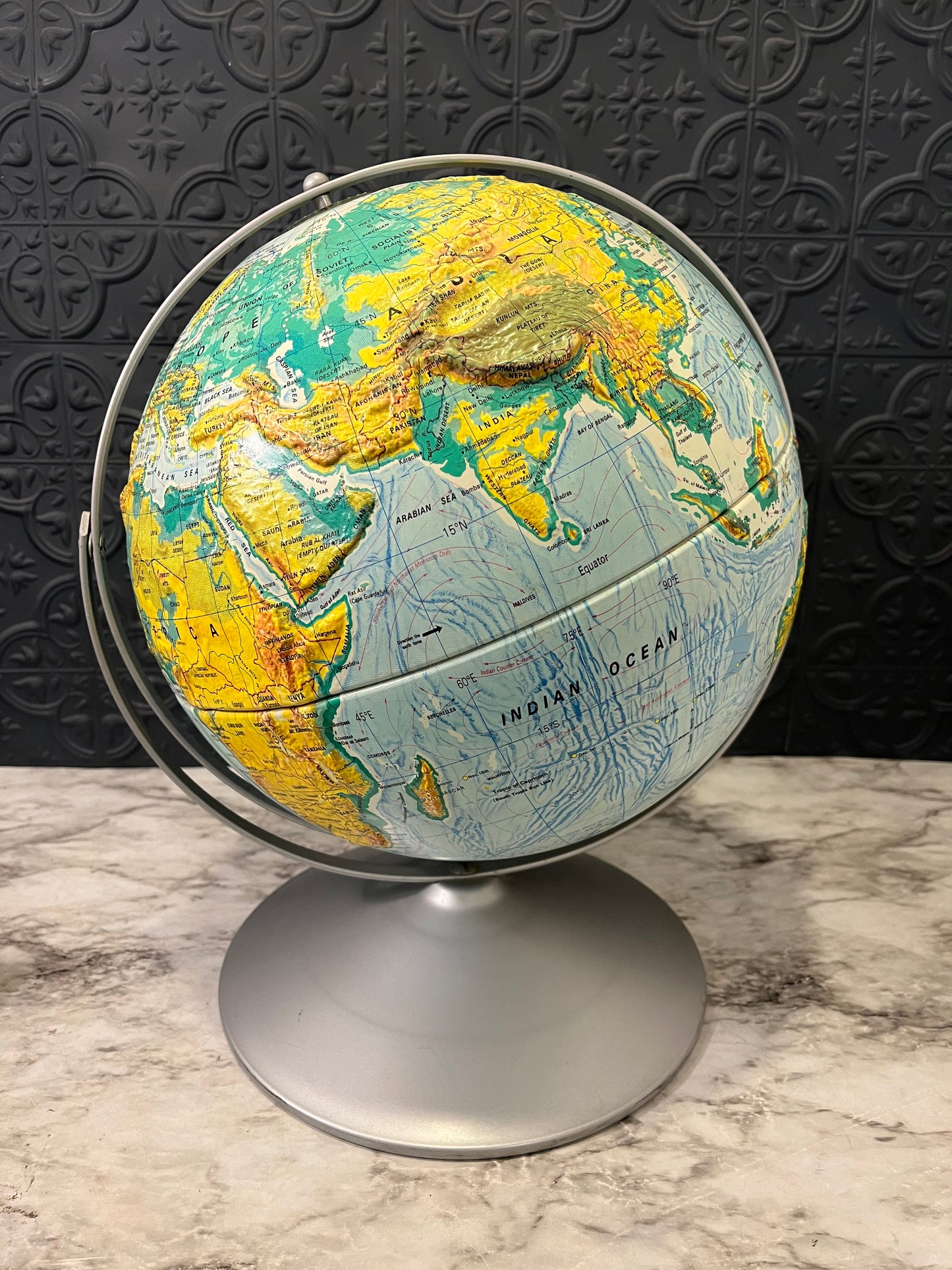Vintage Sculptural Relief Globe
