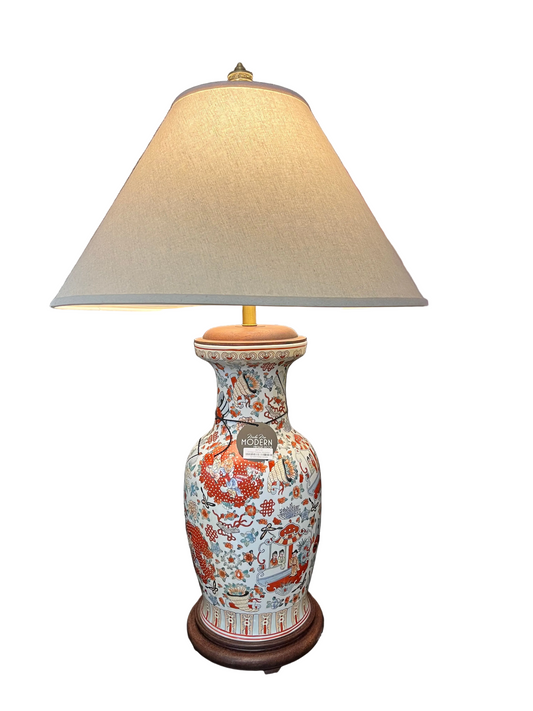 Vintage Chinese Medallion Porcelain Lamp