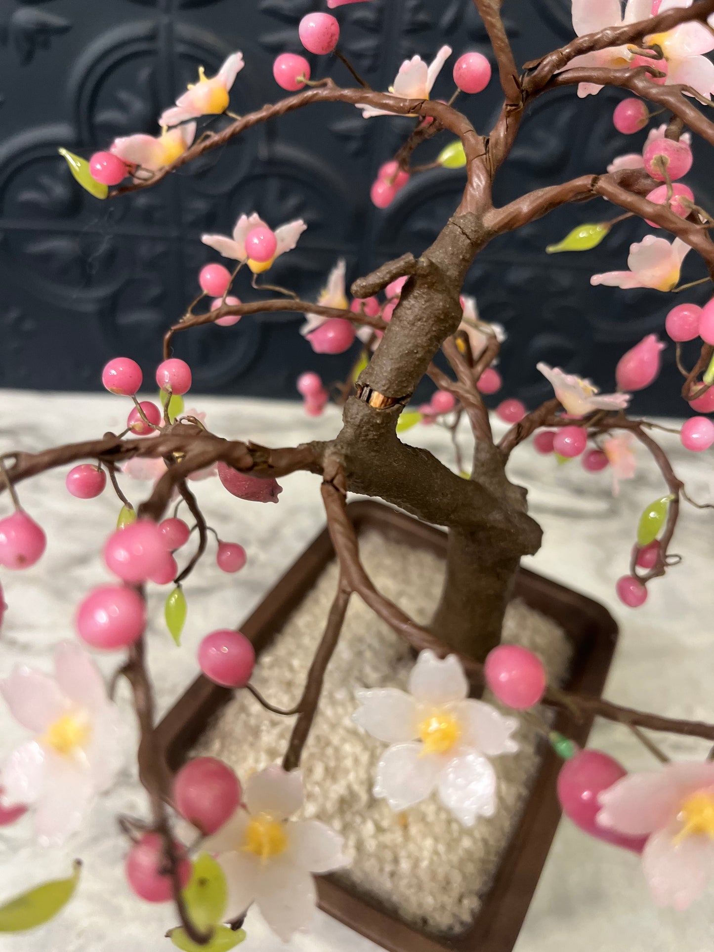 Vintage Chinese Cherry Blossom Bonsai Tree Figure