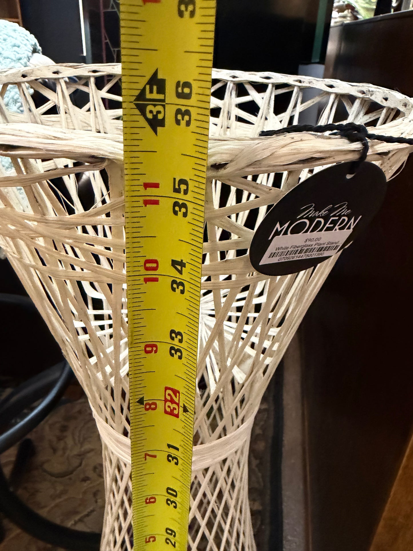 White Fiberglass Plant Stand Large